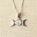 Triluna maansteen maanfase ketting 925 zilver