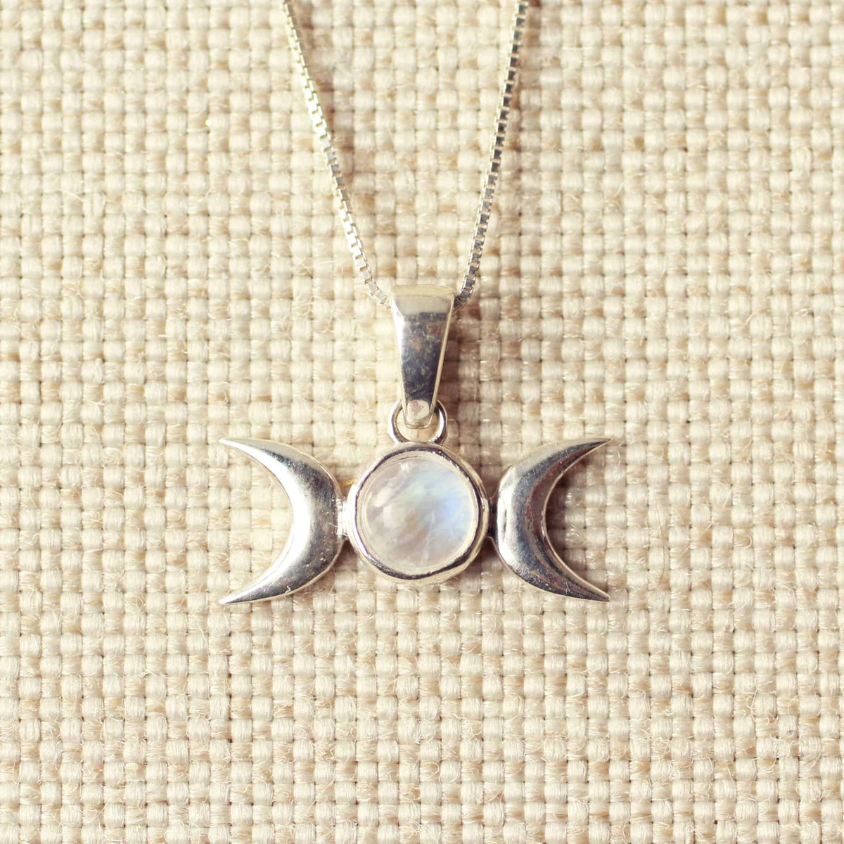 Triluna maansteen maanfase ketting 925 zilver