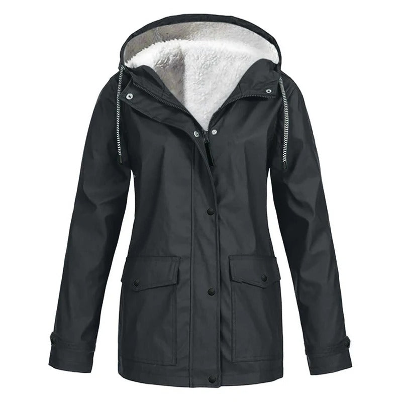 Women's Windproof Hooded Rain Jacket with Adjustable Hood