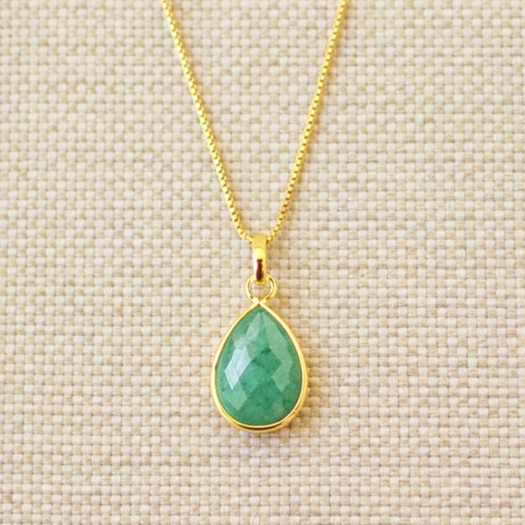 Verena aventurijn ketting 925 zilver gold plated