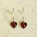 Vespera granaat hart oorringen 925 zilver
