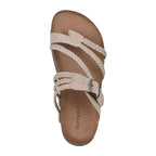 Women's Braided Suede Comfort Sandals Cork Footbed Toe-Loop