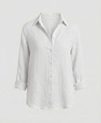 Women's Classic-Collar Three-Quarter-Sleeve Linen Shirt