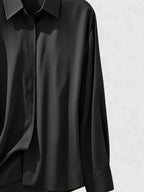 Women's Concealed-Placket Satin Long-Sleeve Button-Down Shirt