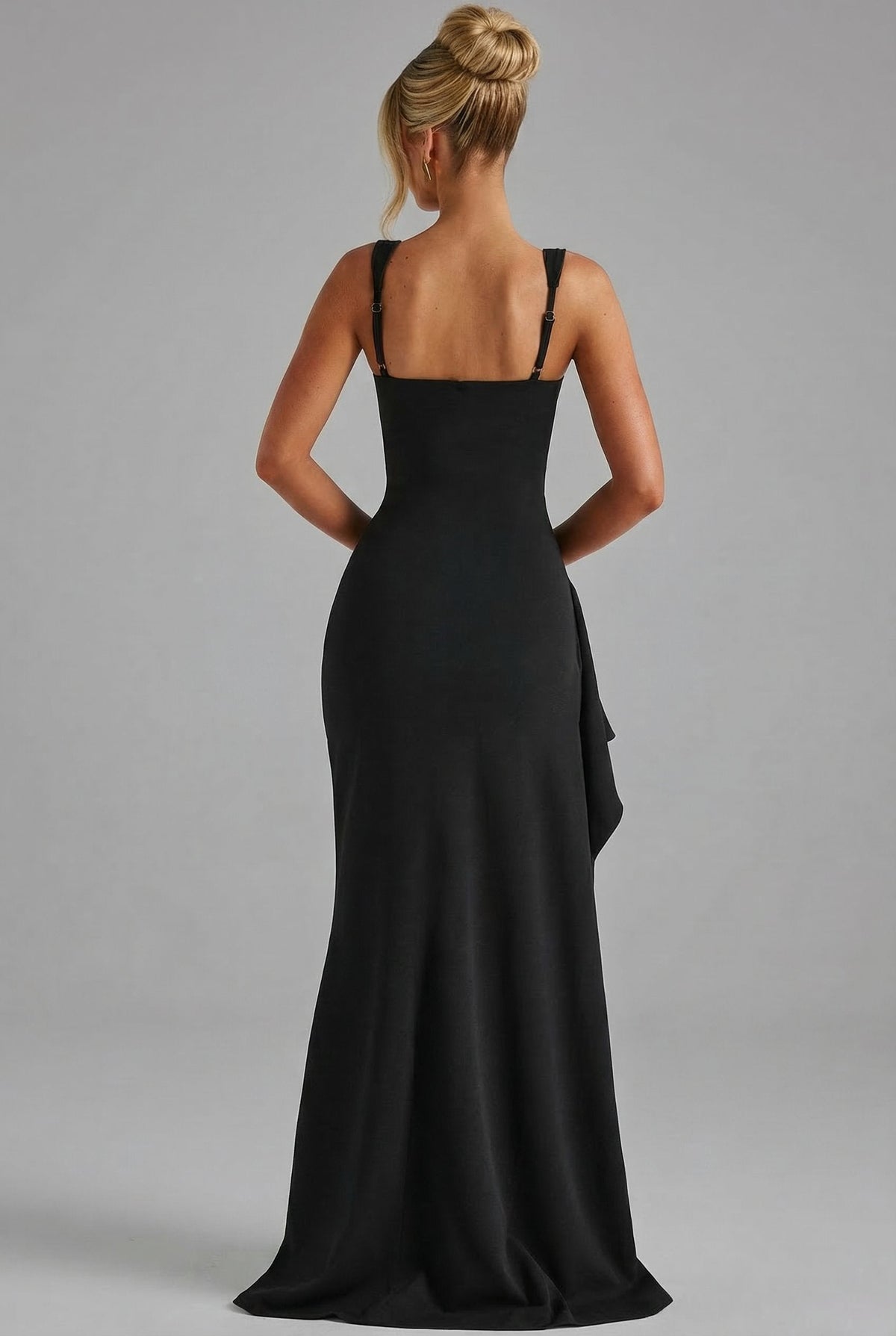 Women's Elegant Open-Back Bodycon Slip Maxi Dresses Leg Split