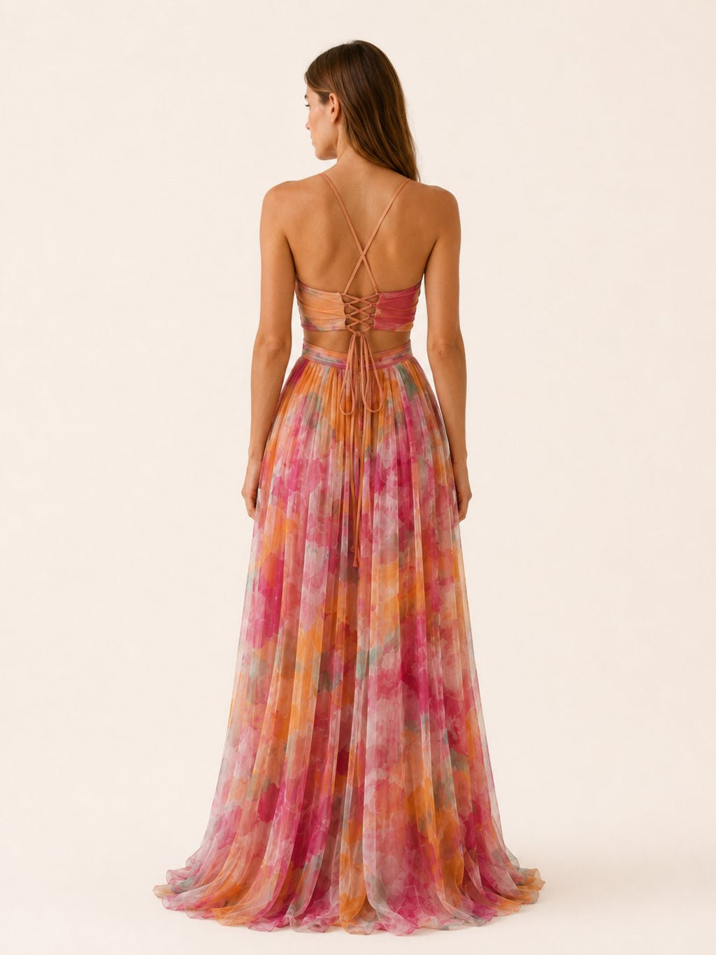 Women's Floral V-Neck Slim-Strap Wedding Guest Maxi Dresses