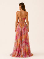 Women's Floral V-Neck Slim-Strap Wedding Guest Maxi Dresses