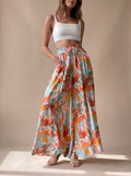 Sophia | Women's Floral Wide-Leg Palazzo Pants Elastic Drawstring Waist