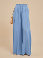 Women's Floral Wide-Leg Palazzo Pants Elastic Drawstring Waist