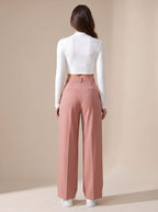 Women's High-Waist Pleated Wide-Leg Dress Trousers