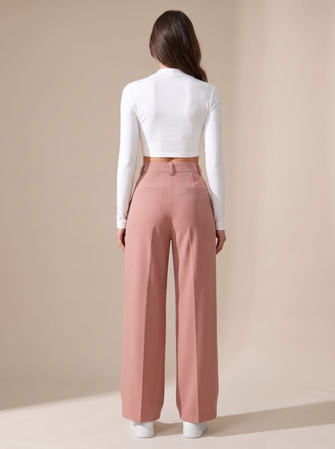 Women's High-Waist Pleated Wide-Leg Dress Trousers