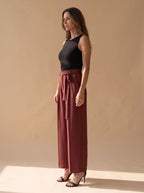 Women's High-Waist Wide-Leg Drawstring Palazzo Trousers