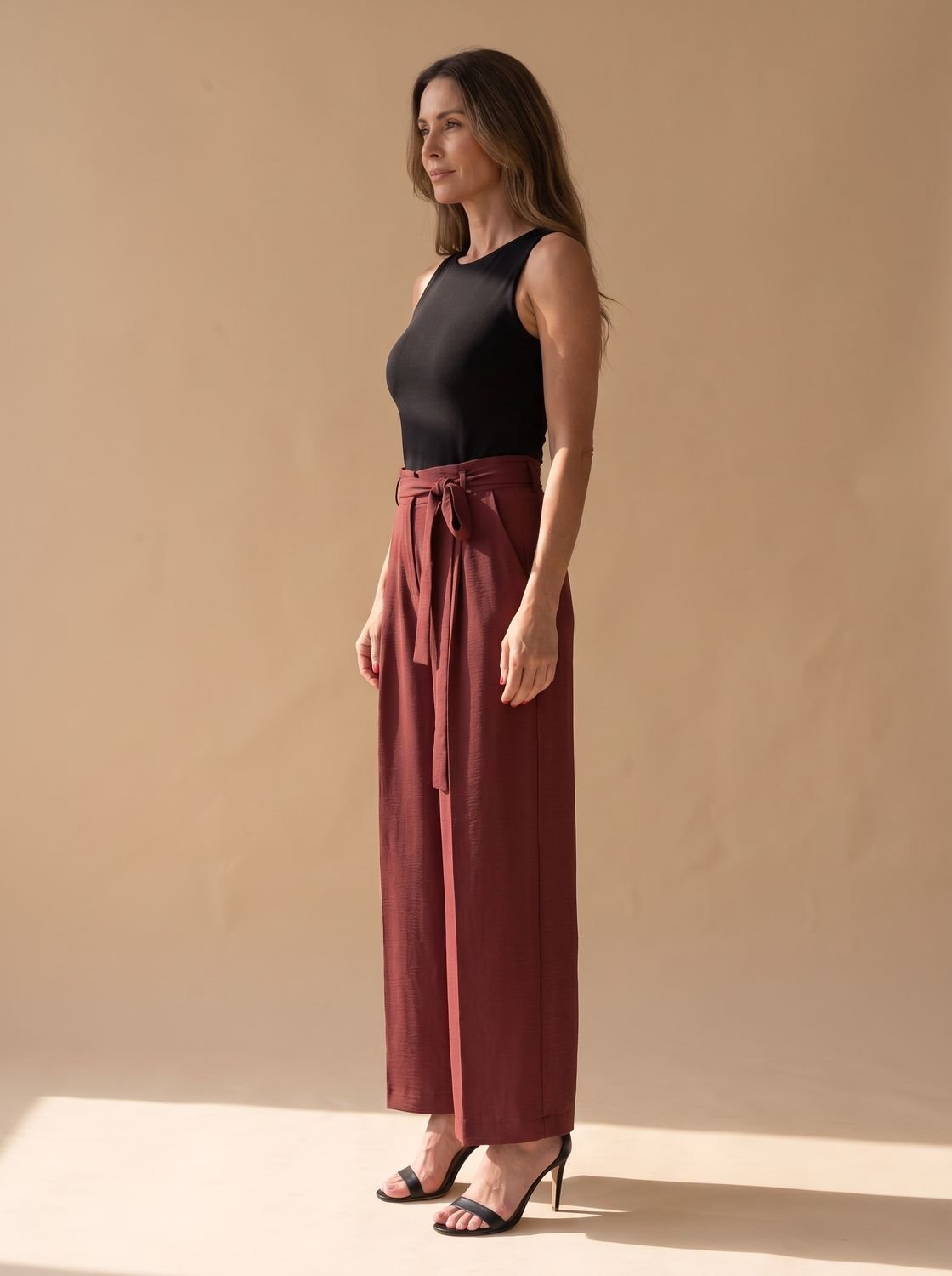 Women's High-Waist Wide-Leg Drawstring Palazzo Trousers