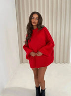 Women's Loose Knit Sweater Mock Turtleneck Pullover