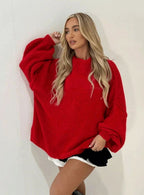 Women's Loose Knit Sweater Mock Turtleneck Pullover