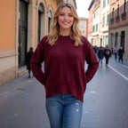 Women's Oversized Crew-Neck Long-Sleeve Light Knit Sweater