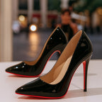 Women's Patent Leather Stiletto Heels Pointed Toe - Black