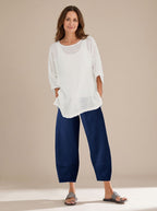Women's Relaxed-Fit Linen Trousers Ankle-Length Casual Pants