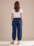 Women's Relaxed-Fit Linen Trousers Ankle-Length Casual Pants