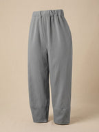 Women's Relaxed-Fit Linen Trousers Ankle-Length Casual Pants
