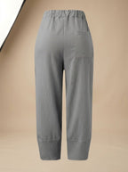 Women's Relaxed-Fit Linen Trousers Ankle-Length Casual Pants