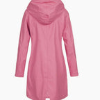 Women's Waterproof Hooded Raincoat Longline Zip-Up Jacket