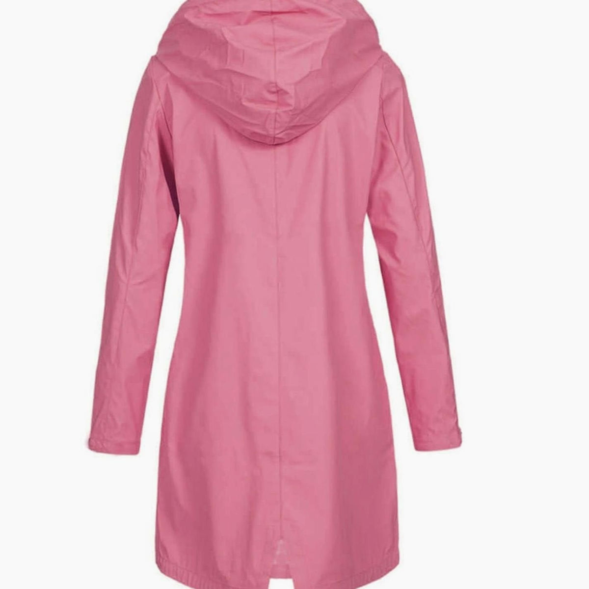Women's Waterproof Hooded Raincoat Longline Zip-Up Jacket