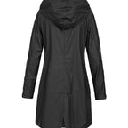 Women's Waterproof Hooded Raincoat Longline Zip-Up Jacket