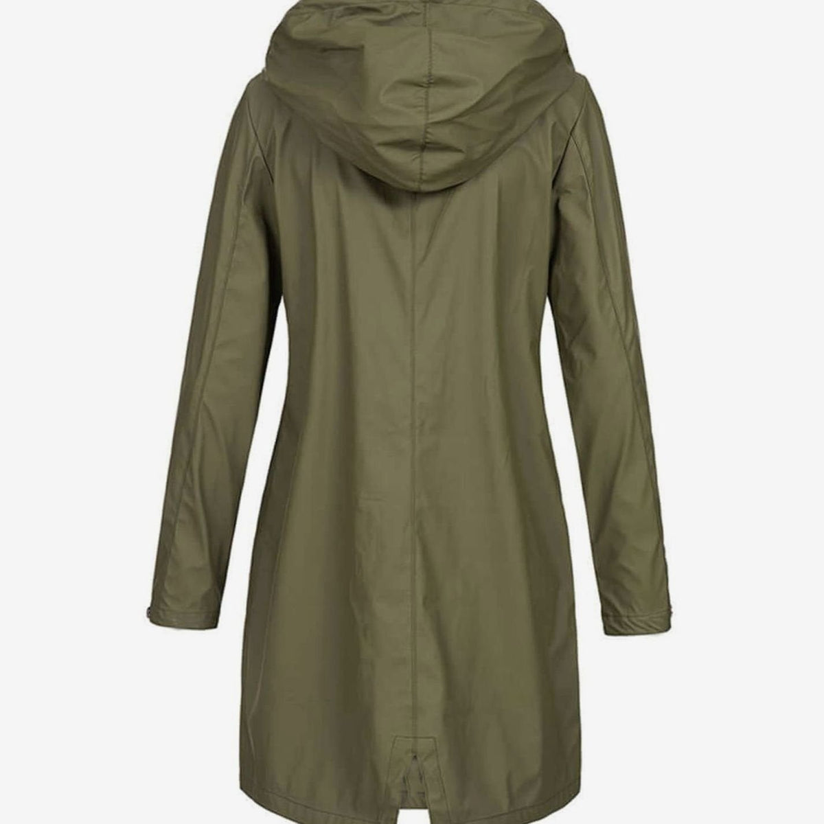 Women's Waterproof Hooded Raincoat Longline Zip-Up Jacket