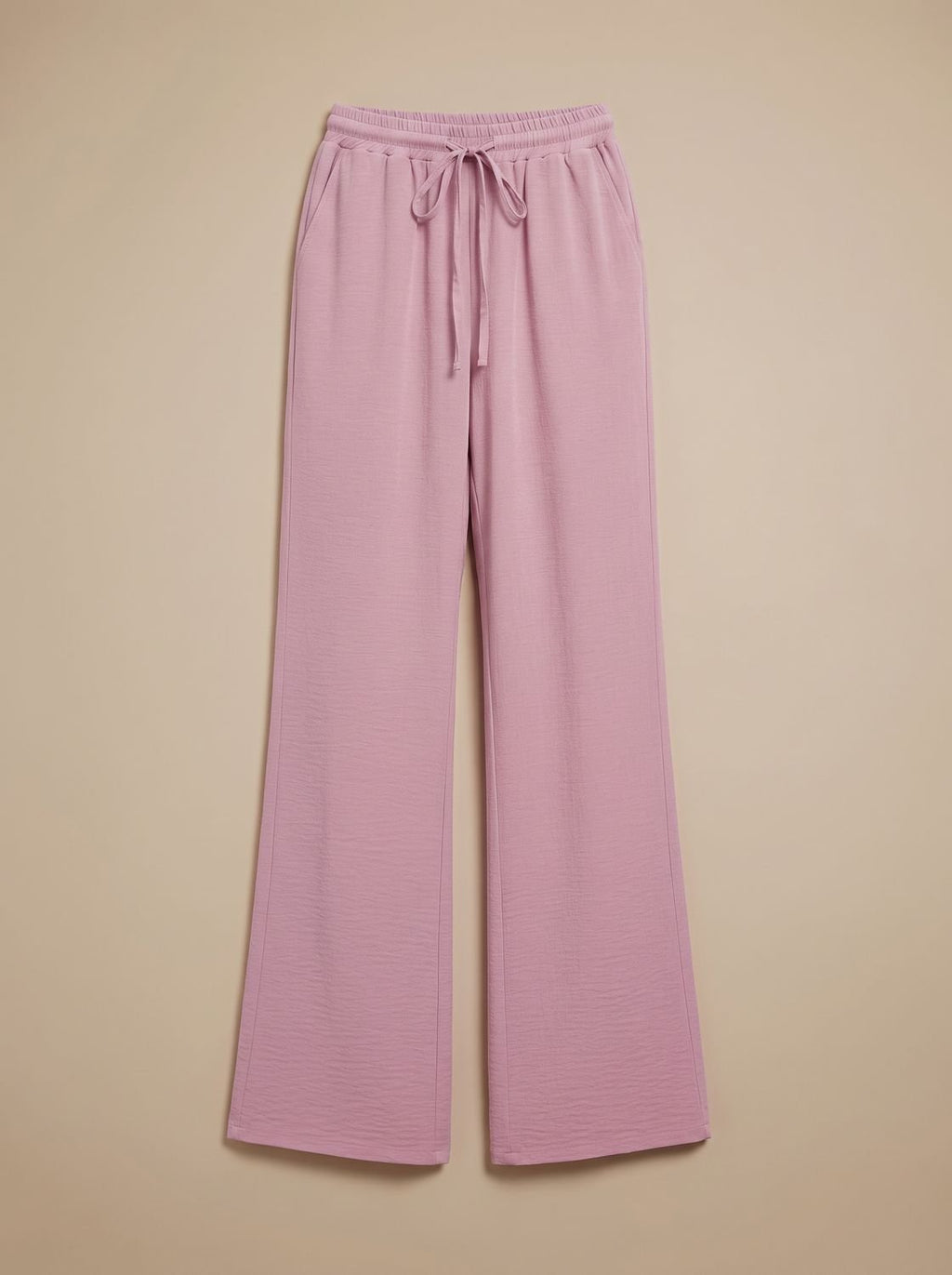 Women's Wide-Leg Casual Palazzo Trousers Drawstring Waist Side Pockets