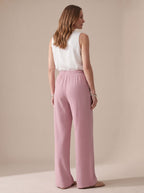 Women's Wide-Leg Casual Palazzo Trousers Drawstring Waist Side Pockets