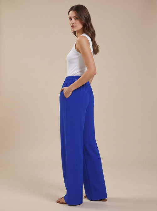 Women's Wide-Leg Palazzo Drawstring Waist Trousers Pockets