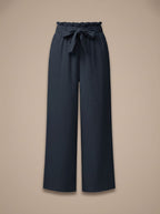 Women's Wide-Leg Palazzo Trousers Tie-Belt Paperbag Waist