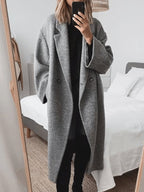 Women's Wool Long Coat Double Breasted Oversized Winter - Grey (almost sold out)